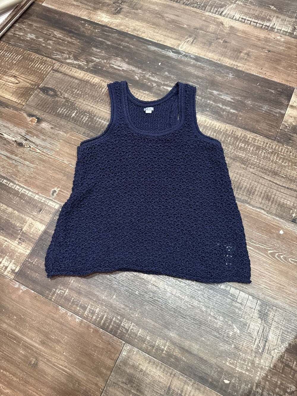 Aerie Navy Blue Crochet Open Knit Racerback Sweater Tank Top